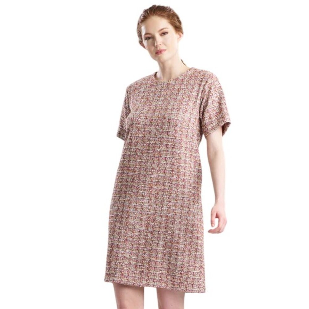 Ann Taylor Loft Boucle Tweed Knit Short Sleeve Shift XL Dress